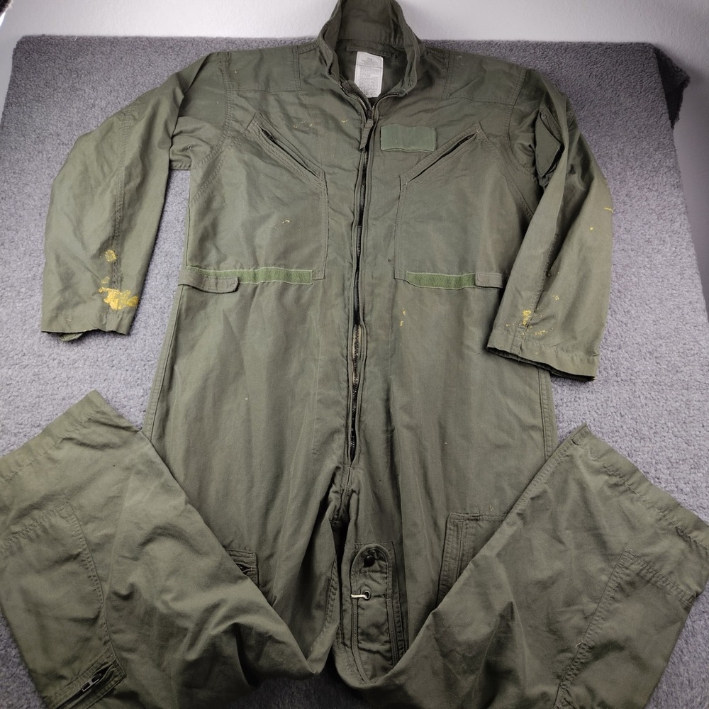 VTG 90s US Air Force CWU-27/P Military Flight Suit Coveralls Green 52R